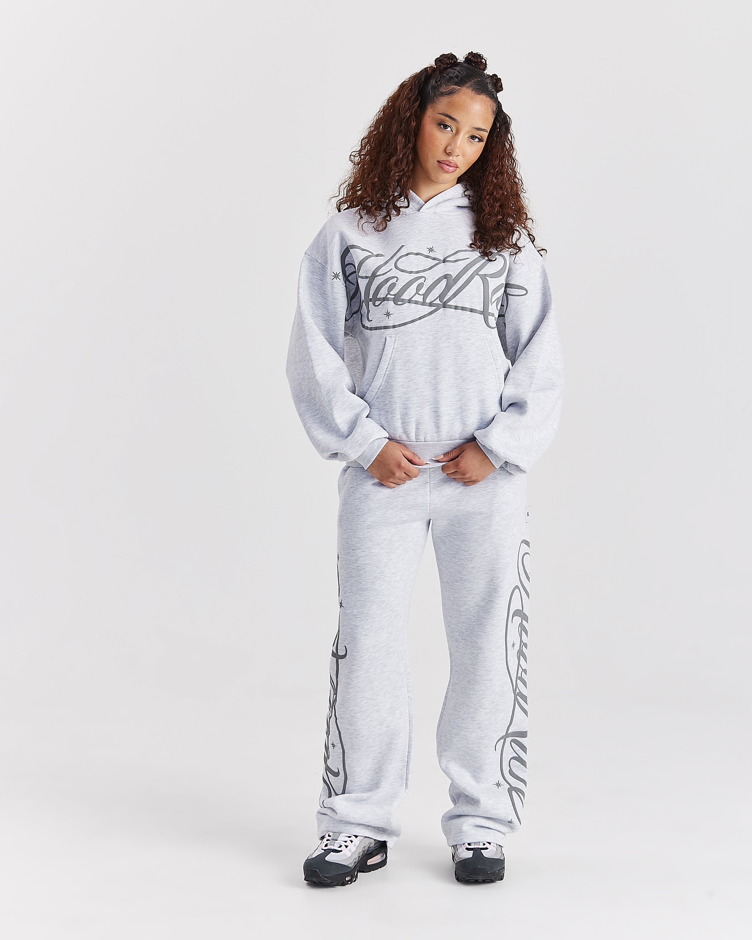 Solace Wide Leg Joggers - Light Grey