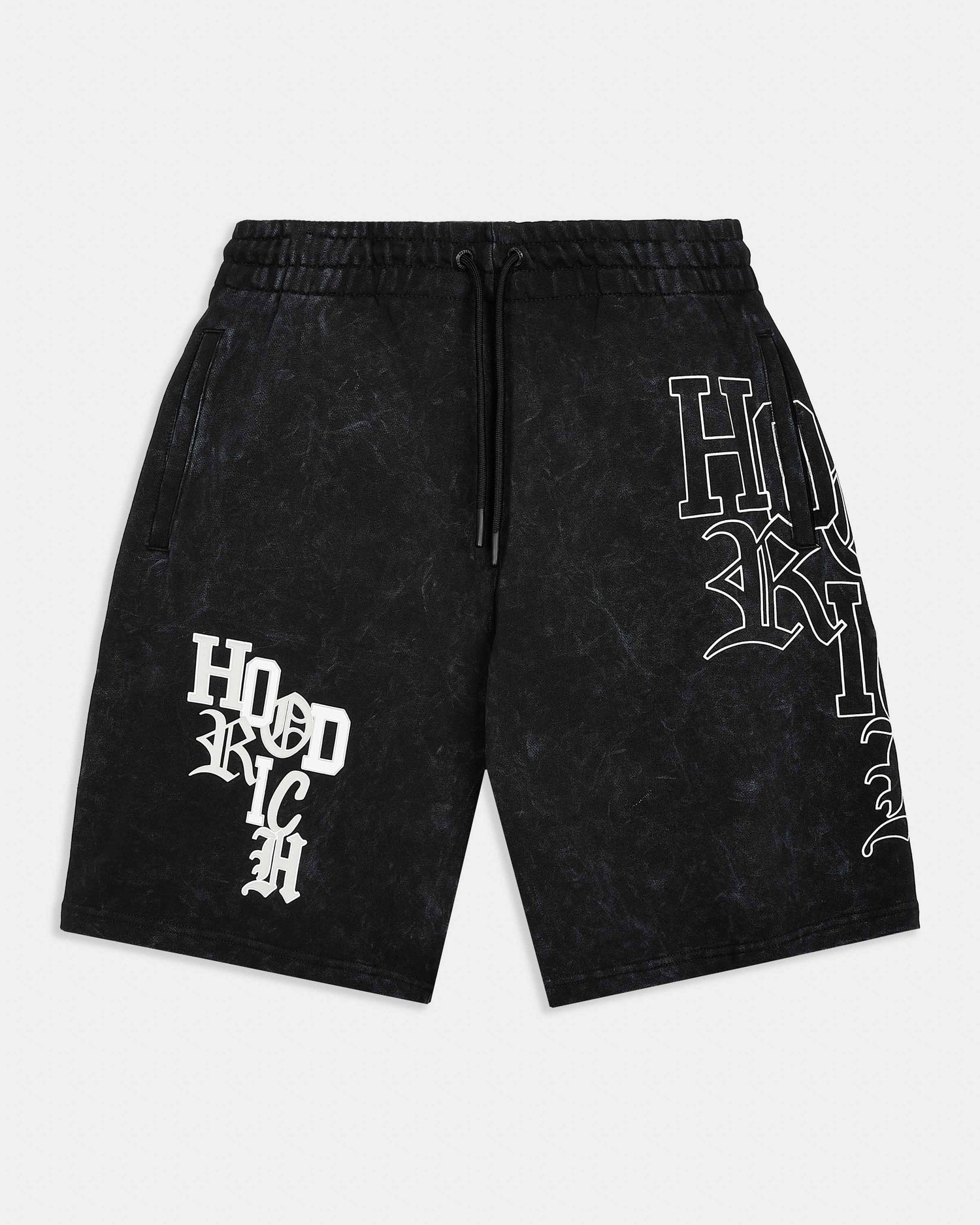 Heritage Oversized Shorts - Black Wash/White