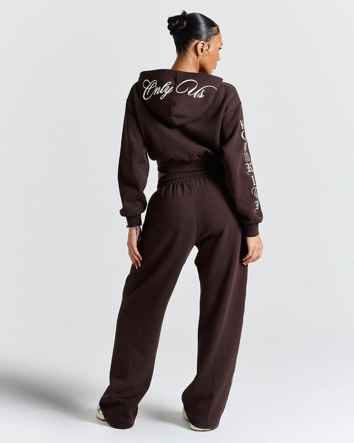 Calor Oversized Wide Leg Joggers - Brown/White