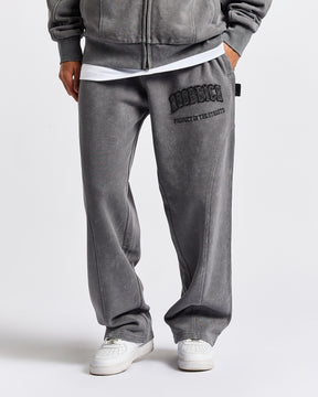 Cursed Oversized Wide Leg Jogger - Grey Wash/Black