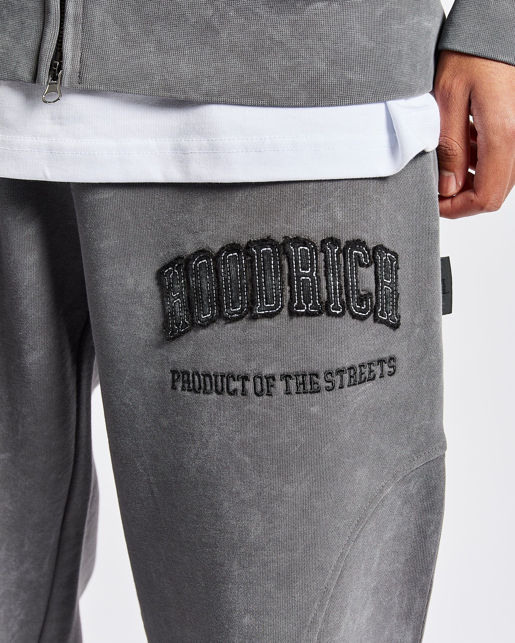 Cursed Oversized Wide Leg Jogger - Grey Wash/Black