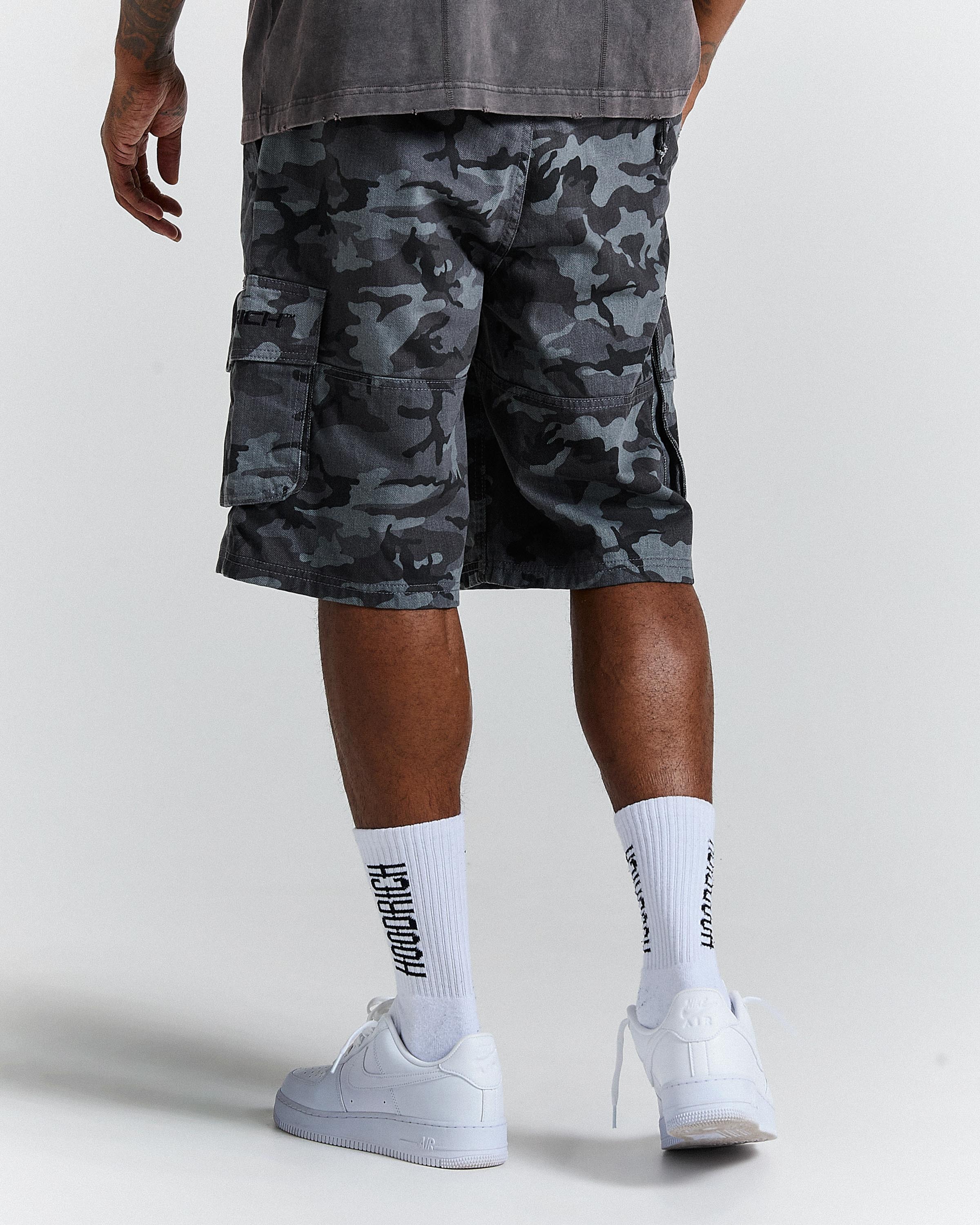 Ryder Camo Oversized Cargo Jorts - Dark Camo/Black