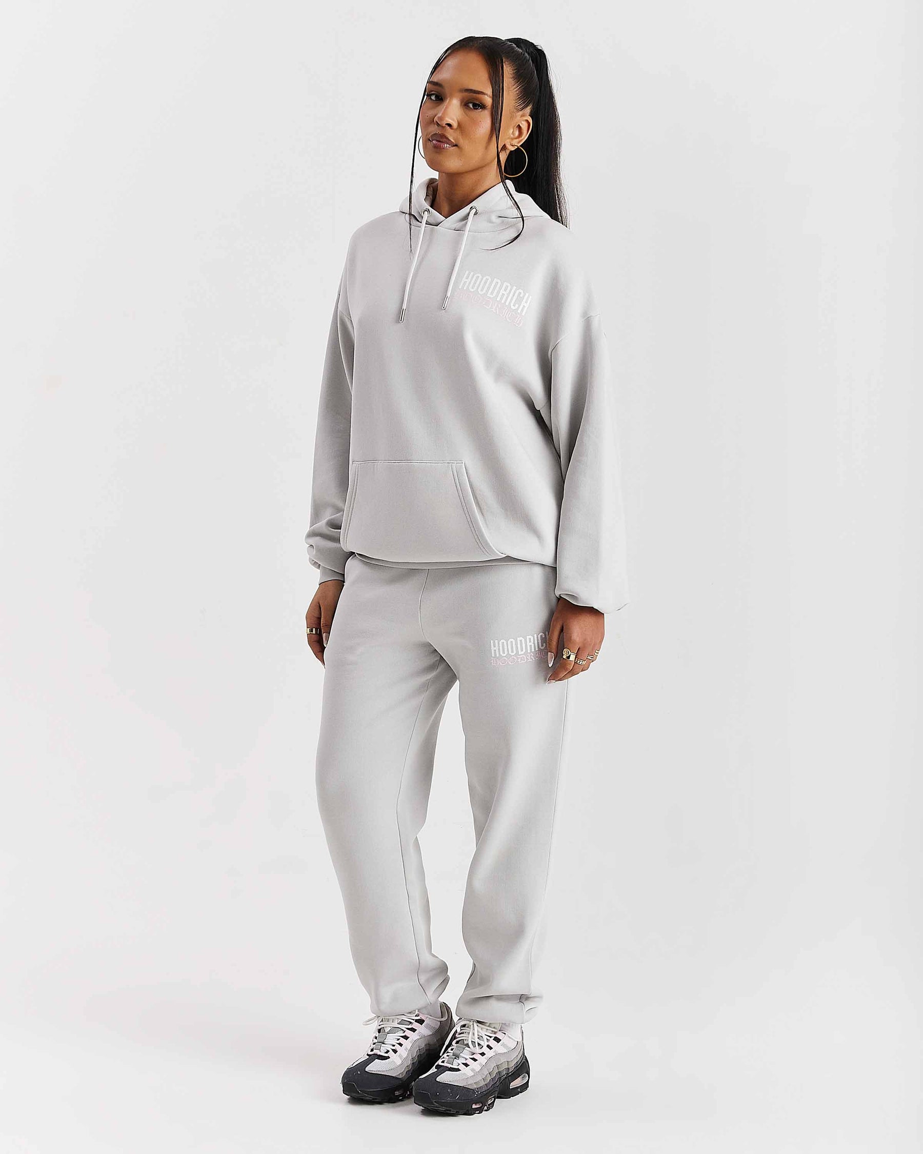 Flex Oversized Hoodie - Grey/White/Pink