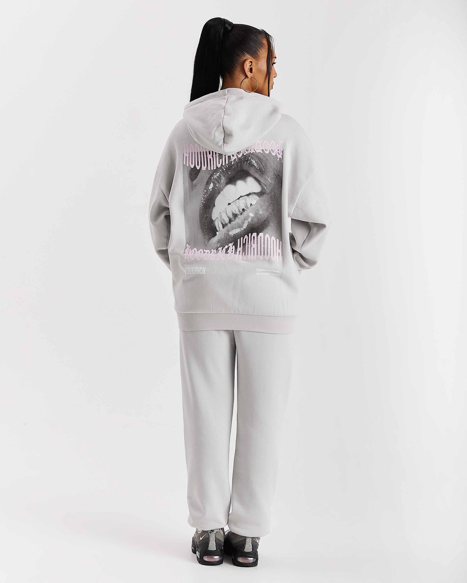Flex Oversized Hoodie - Grey/White/Pink