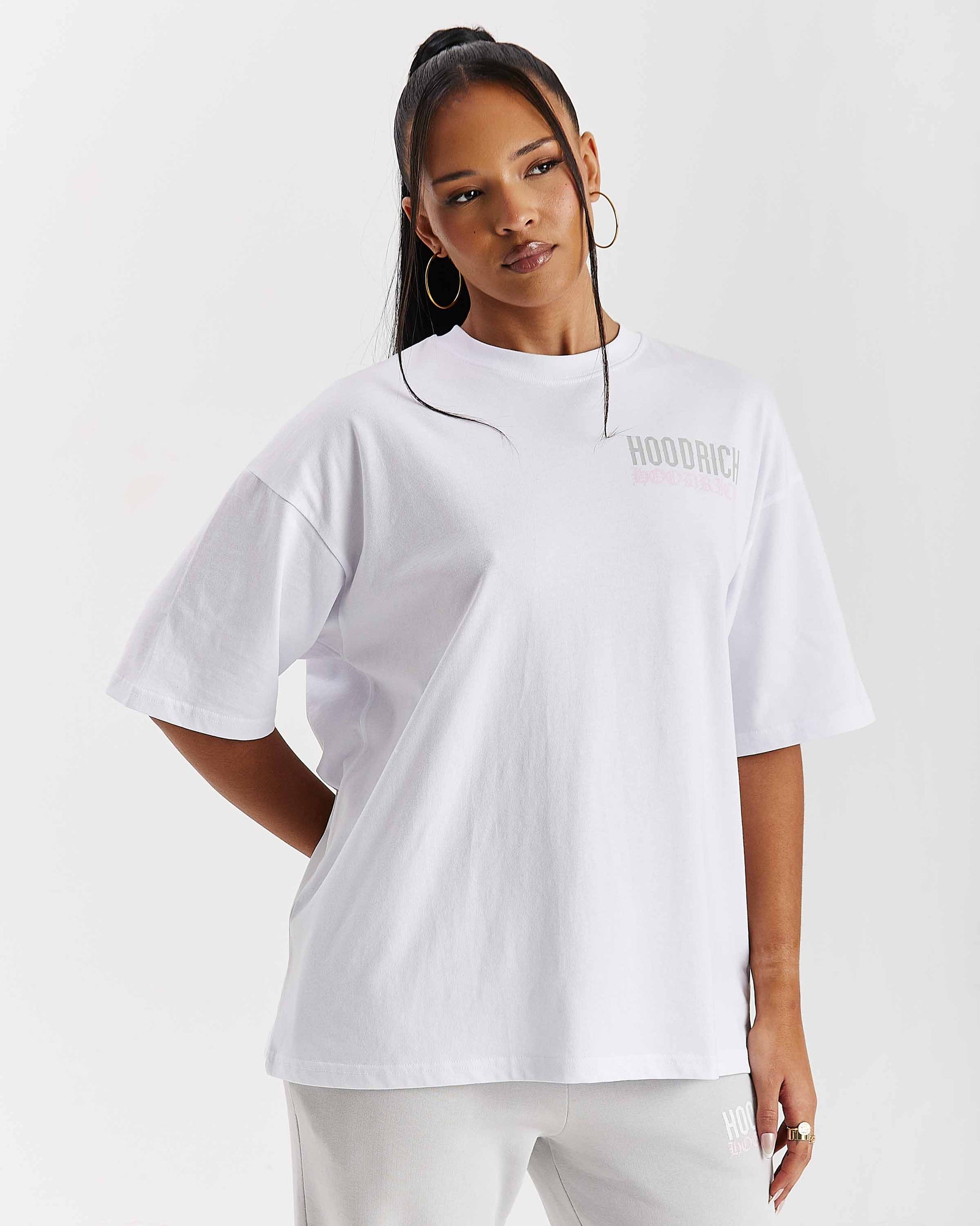 Flex Oversized T-Shirt - White/Grey/Pink