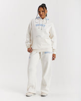 Calor Oversized Wide Leg Joggers - Off White/Blue