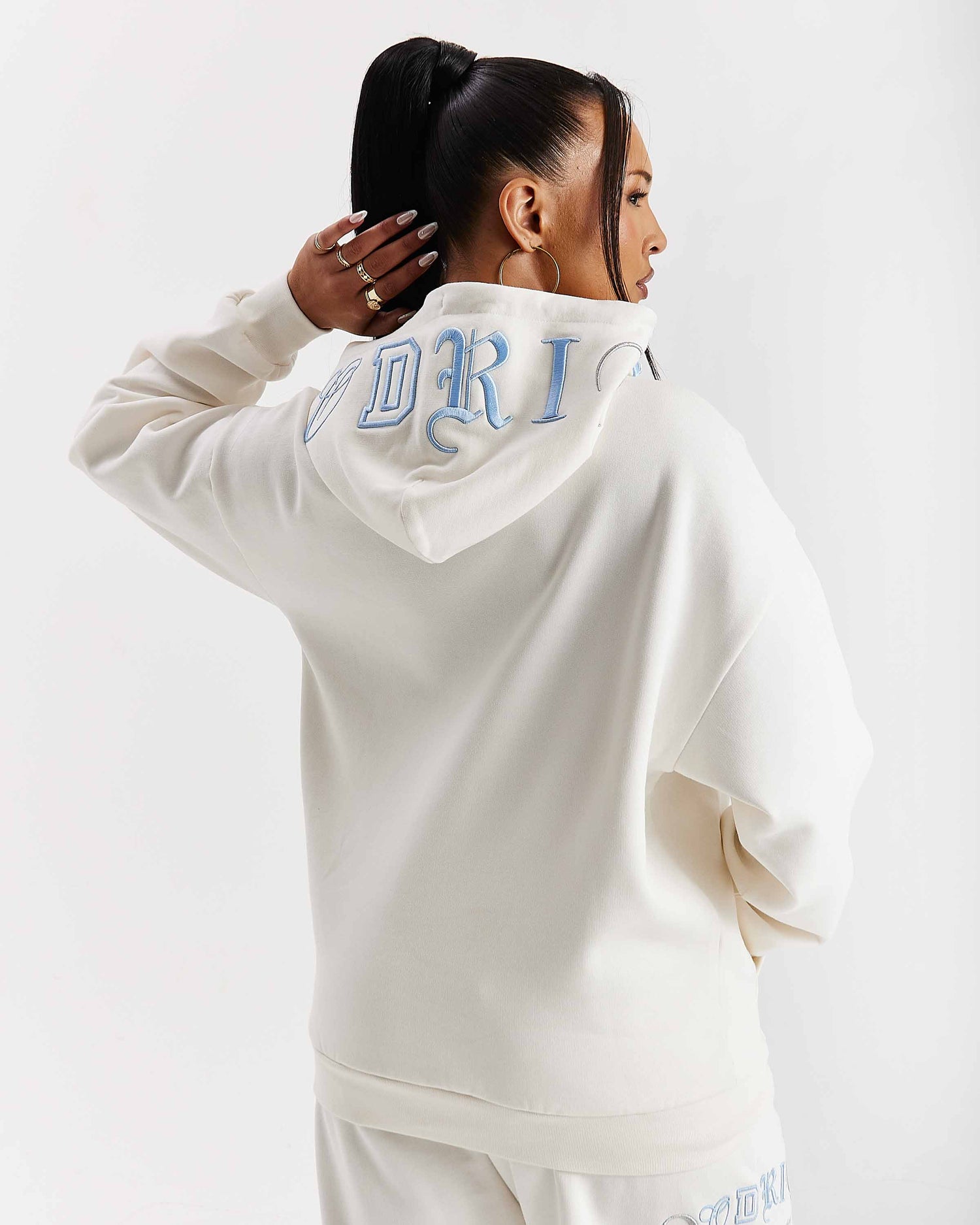 Calor Oversized Hoodie - Off White/Blue