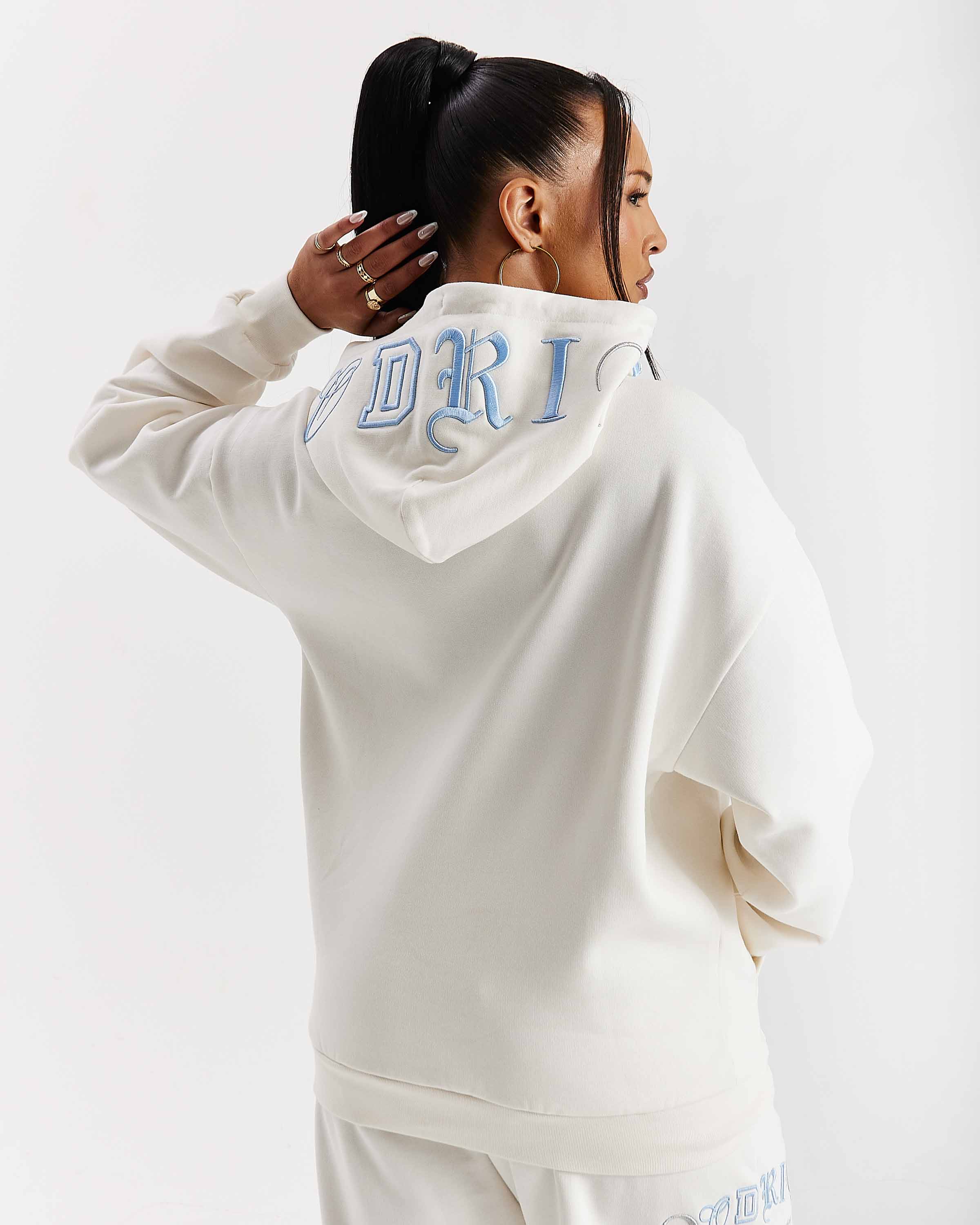 Calor Oversized Hoodie - Off White/Blue