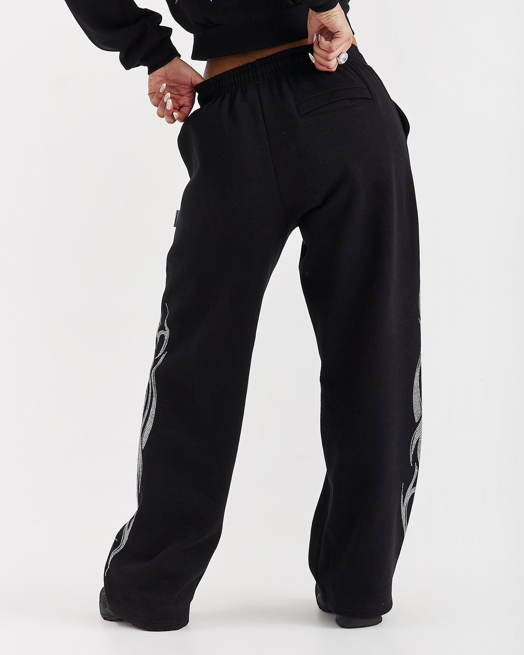 Morpho Oversized Wide Leg Joggers - Black/Silver