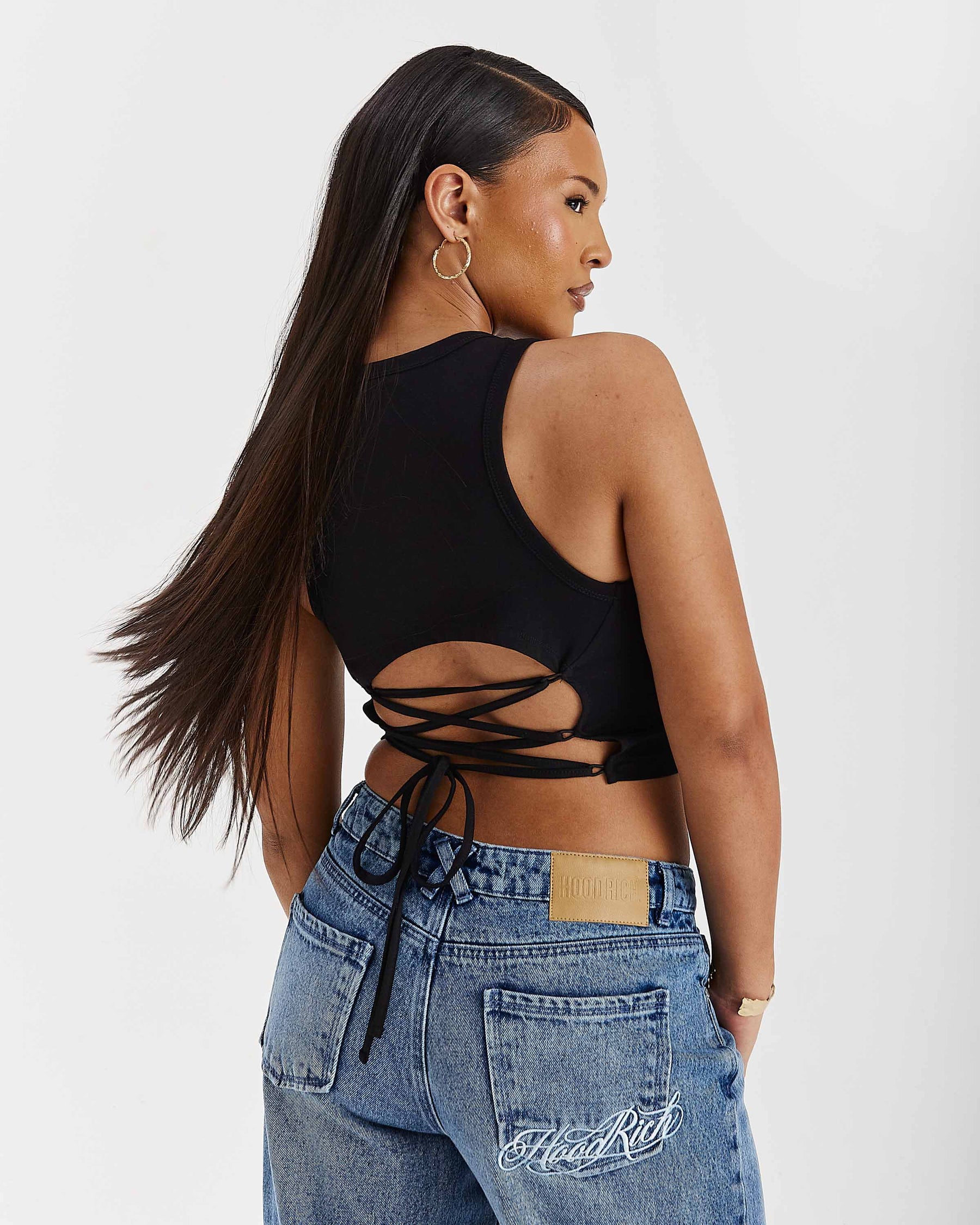 Token Wide Leg Cargo Jeans - Washed Mid Blue