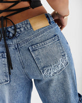 Token Wide Leg Cargo Jeans - Washed Mid Blue