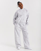 Razor Oversized Wide Leg Joggers - Light Grey/Rhinestone