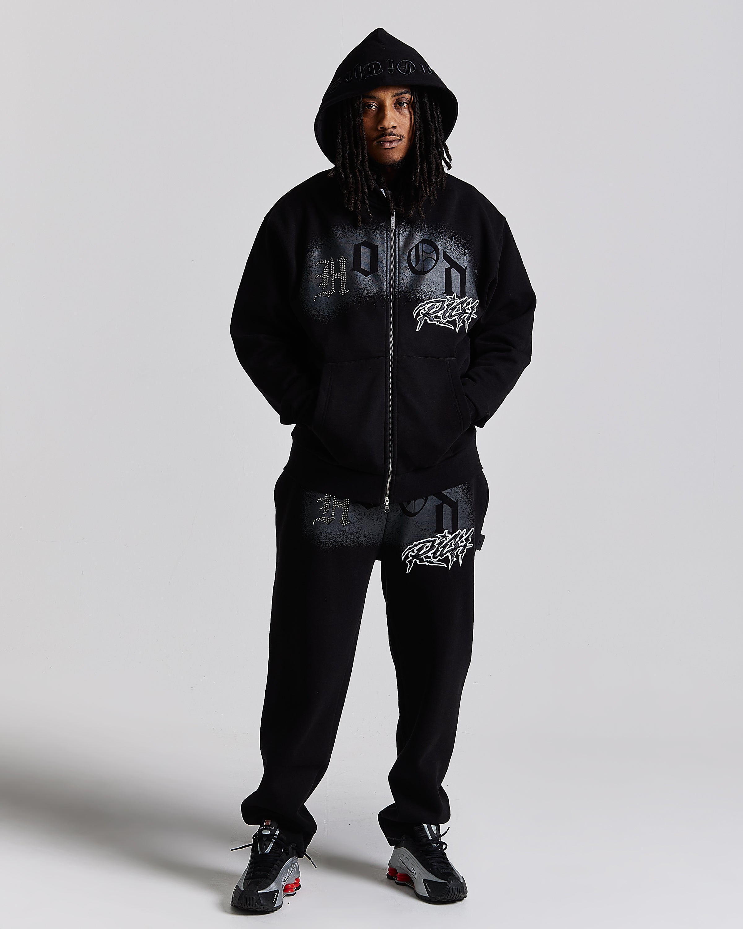 Iron Oversized Zip Hoodie - Black/Grey/White