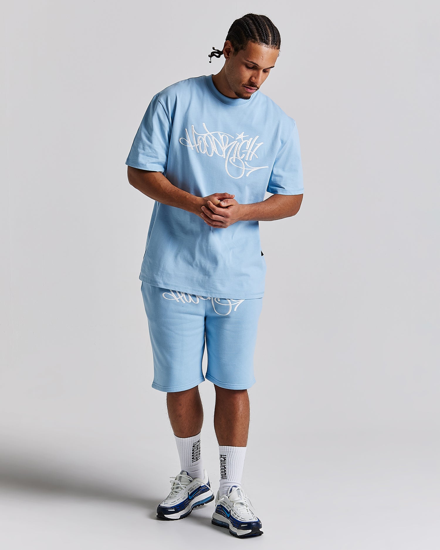 Tag Oversized Shorts - Blue/White