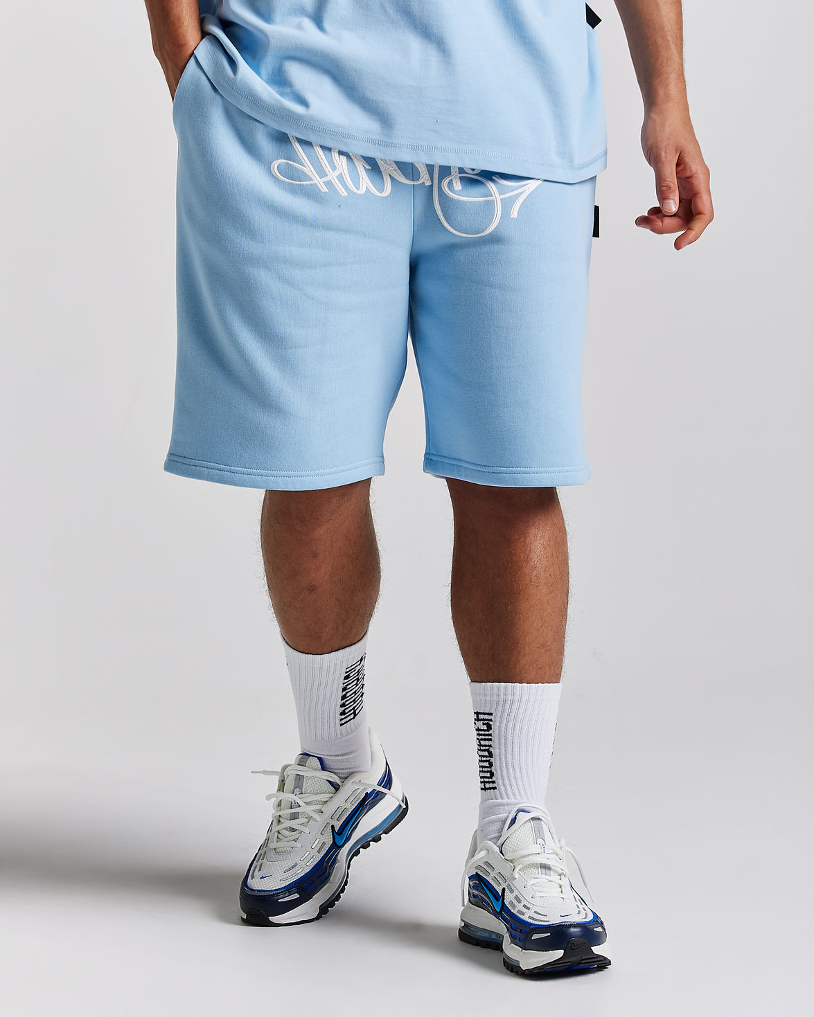 Tag Oversized Shorts - Blue/White