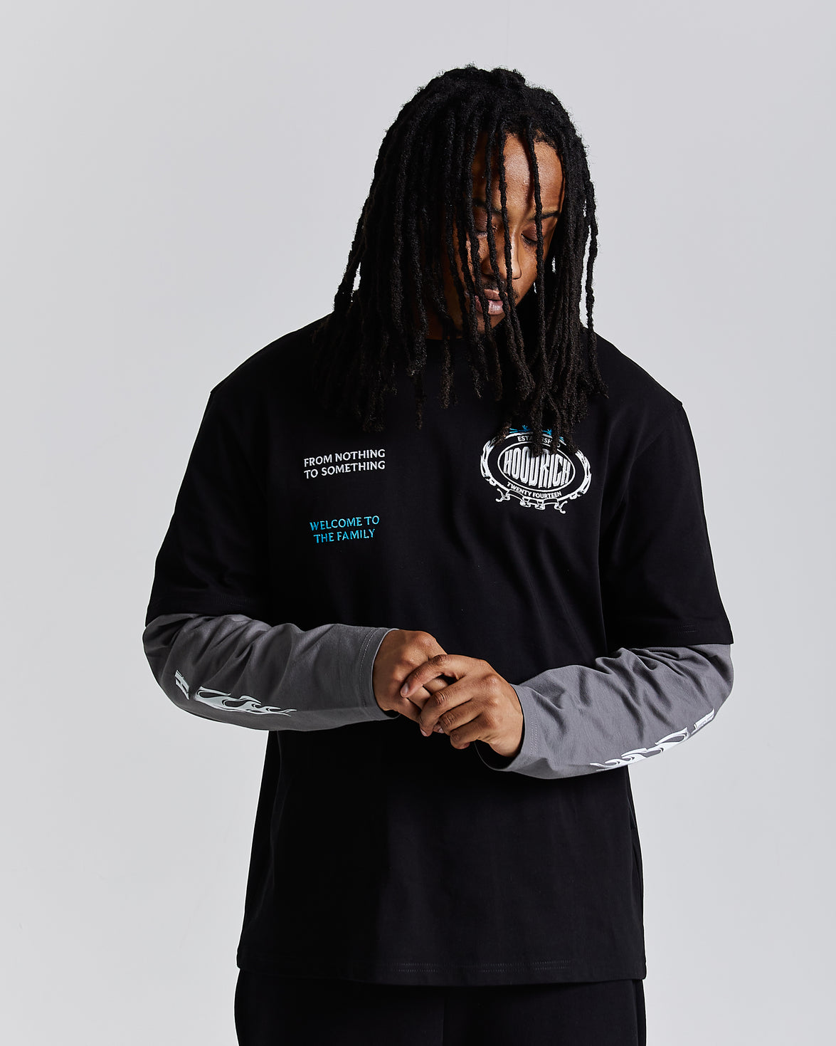 Noir Oversized Long Sleeve T-Shirt - Black/Grey/White