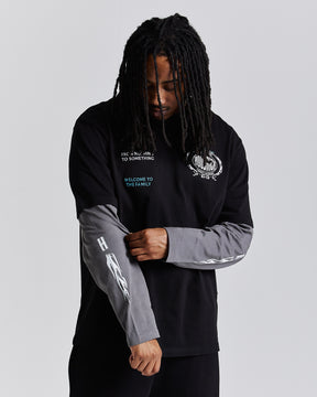 Noir Oversized Long Sleeve T-Shirt - Black/Grey/White