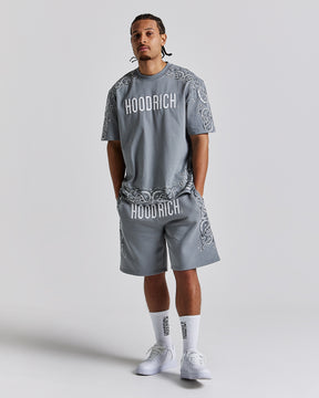 Motif Oversized Shorts - Grey/White