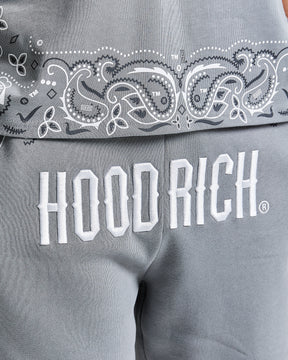 Motif Oversized Shorts - Grey/White