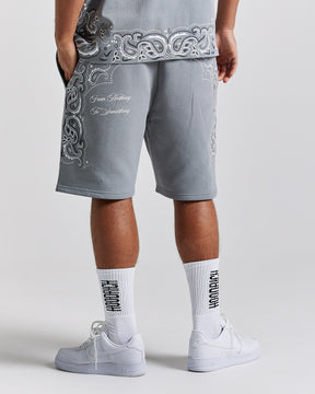 Motif Oversized Shorts - Grey/White