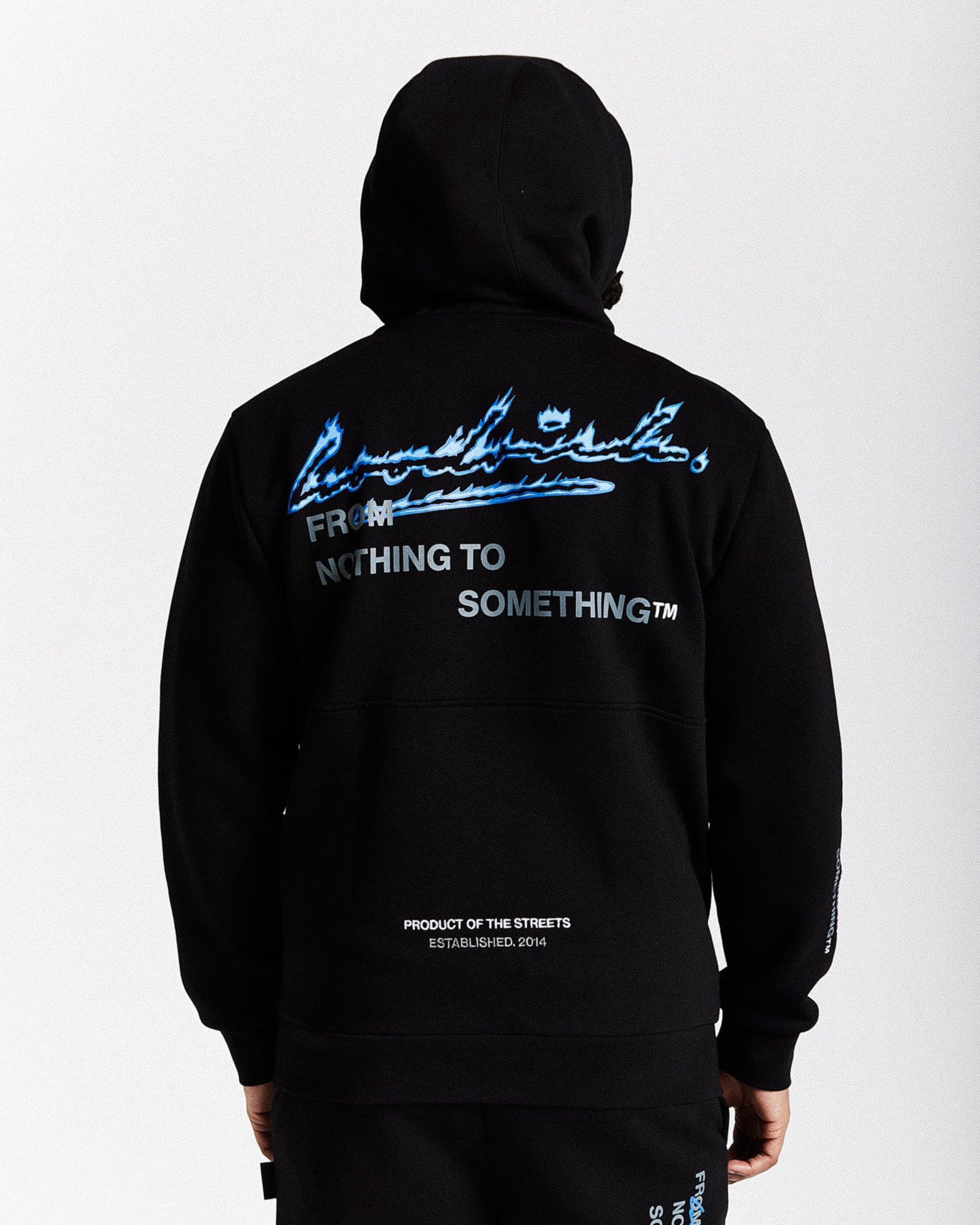 Flames Hoodie - Black/White/Blue