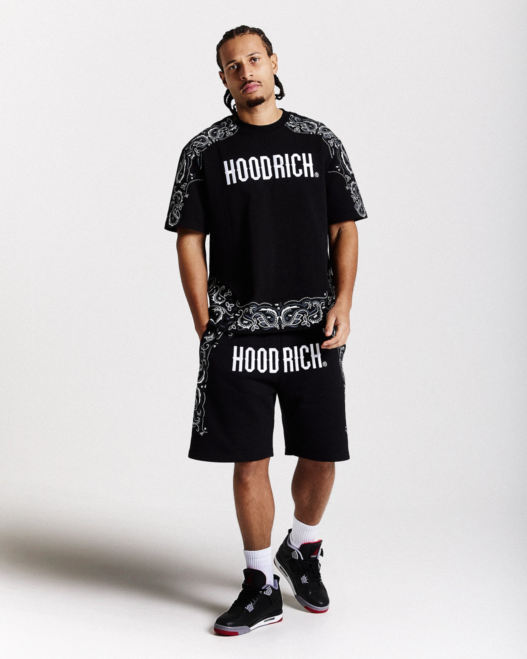 Motif Oversized T-Shirt - Black/White/Grey