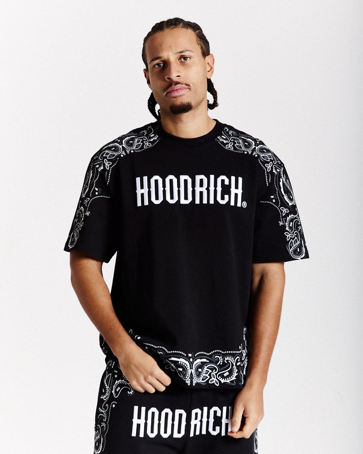 Motif Oversized T-Shirt - Black/White/Grey