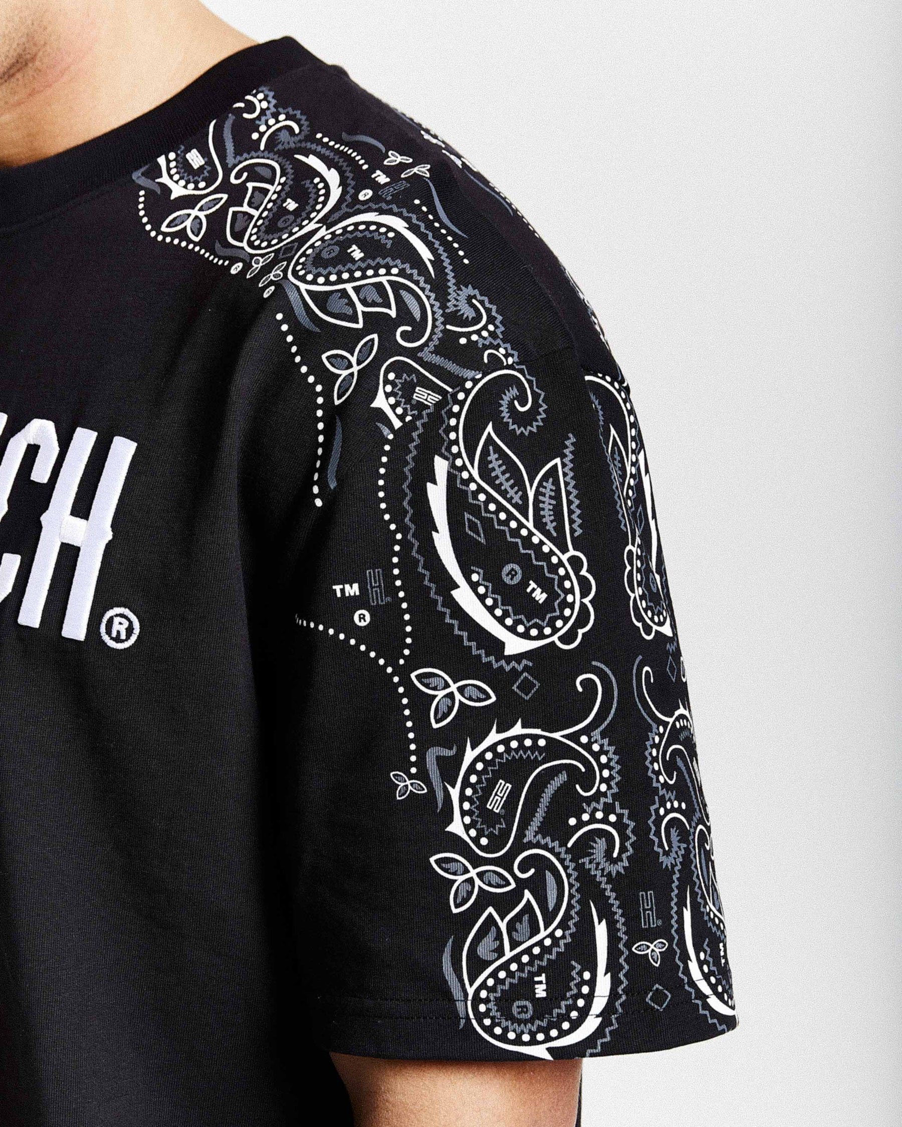 Motif Oversized T-Shirt - Black/White/Grey