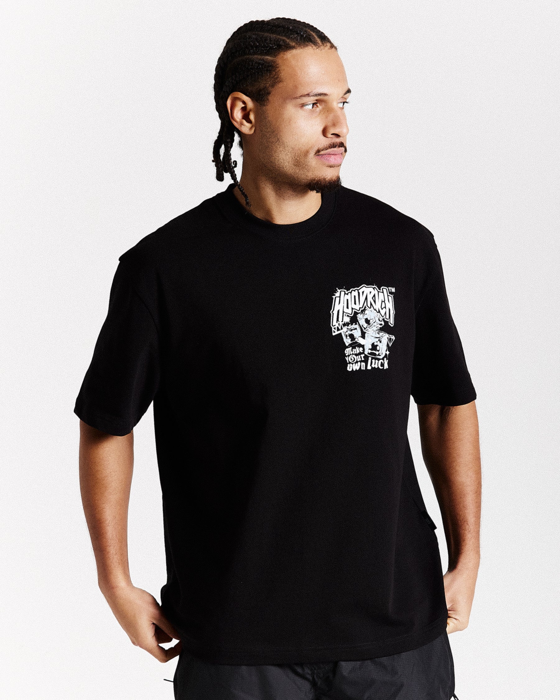 Fortune Oversized T-Shirt - Black/White/Blue