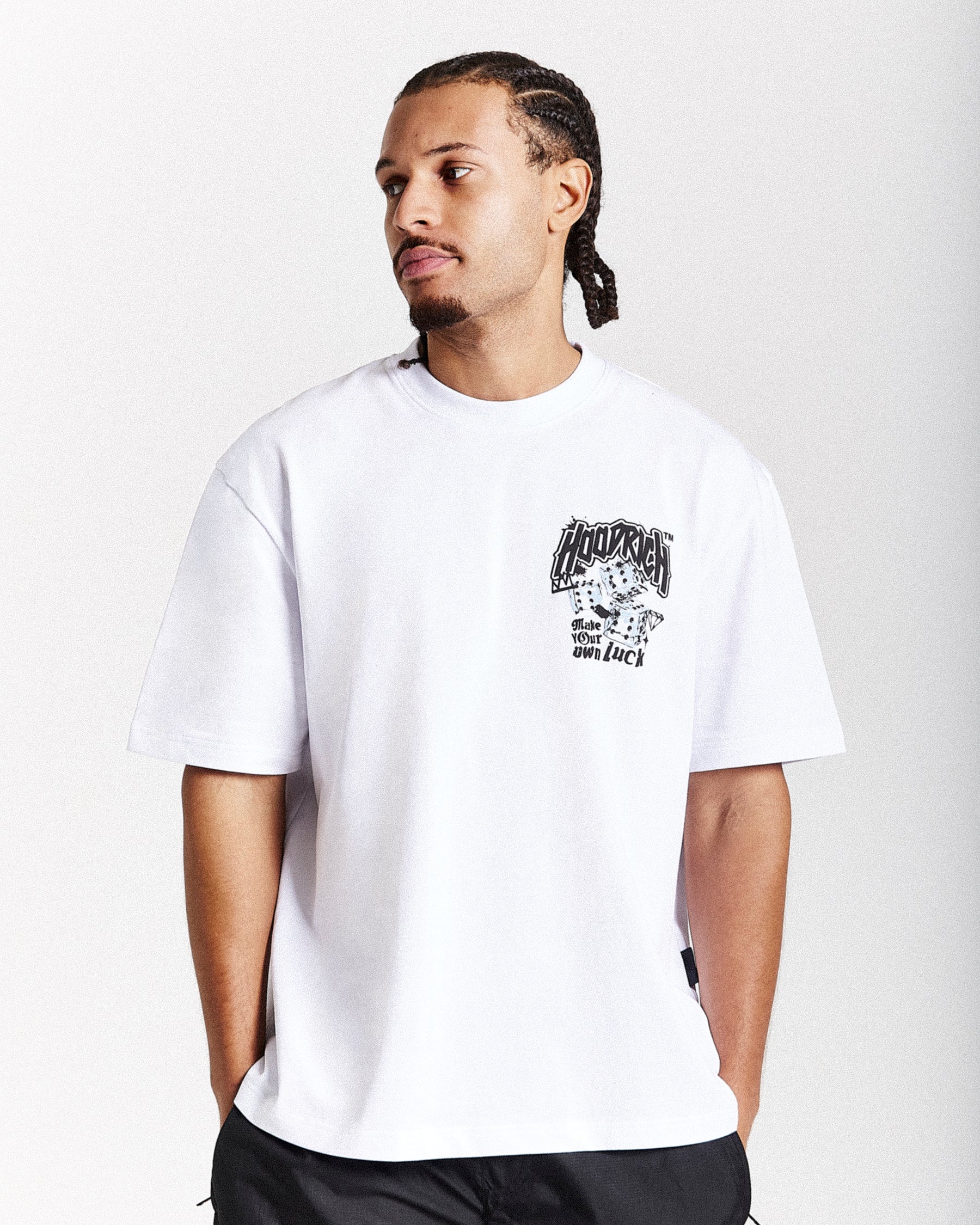 Fortune Oversized T-Shirt - White/Black/Blue
