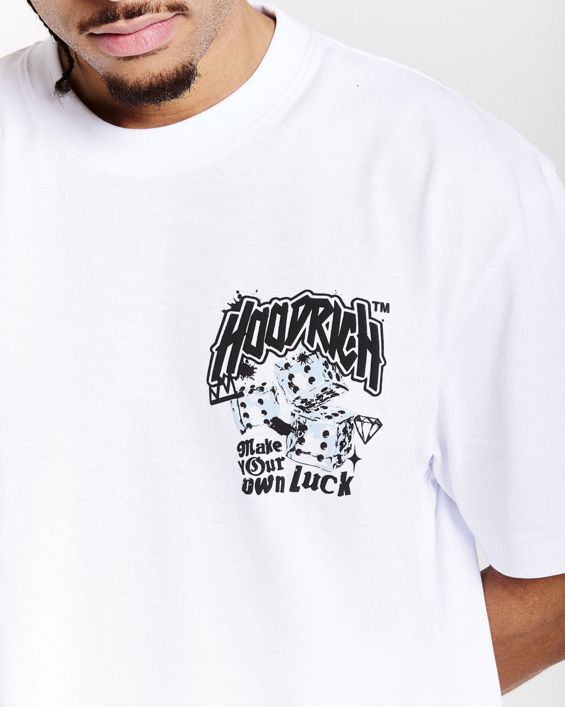 Fortune Oversized T-Shirt - White/Black/Blue