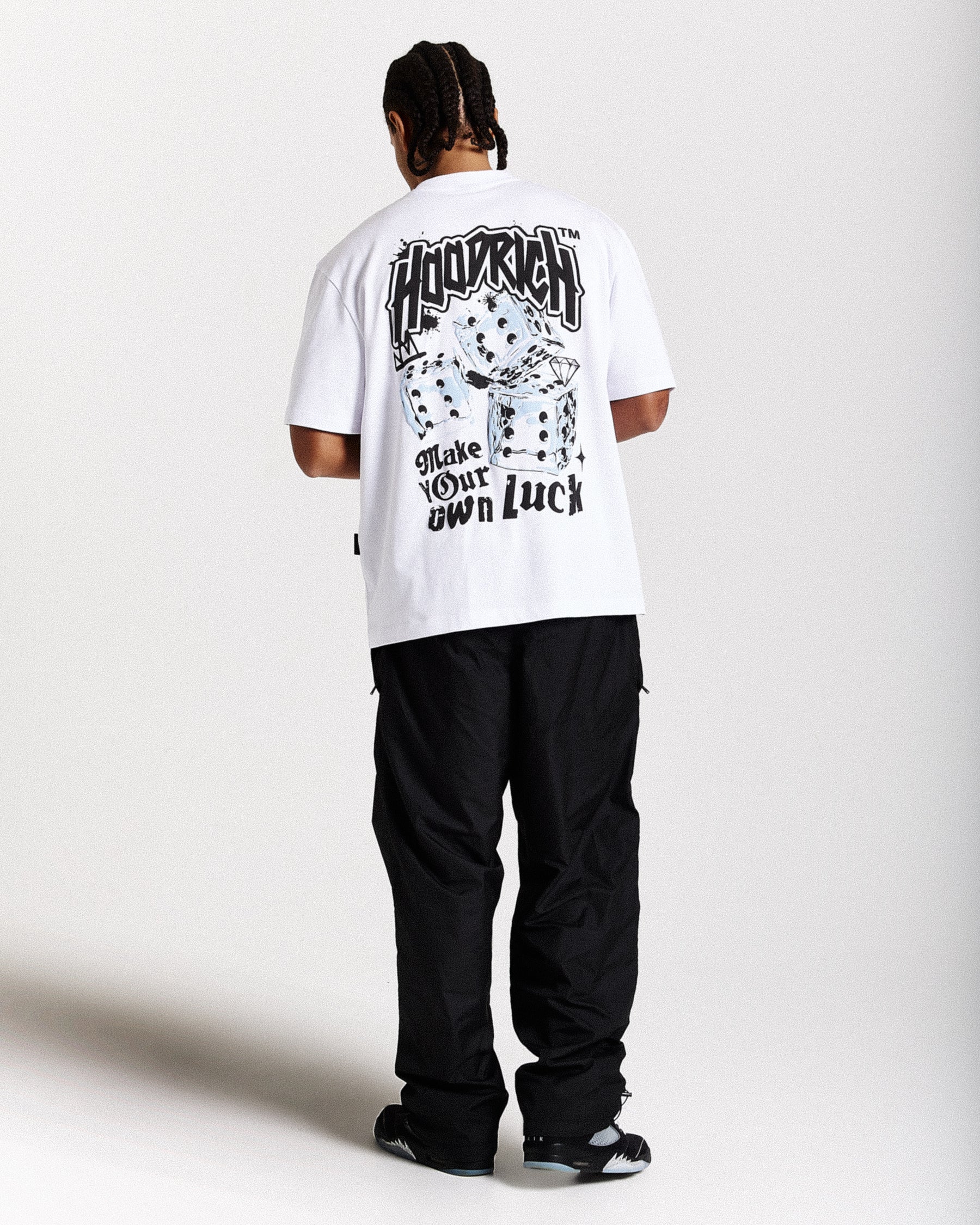 Fortune Oversized T-Shirt - White/Black/Blue