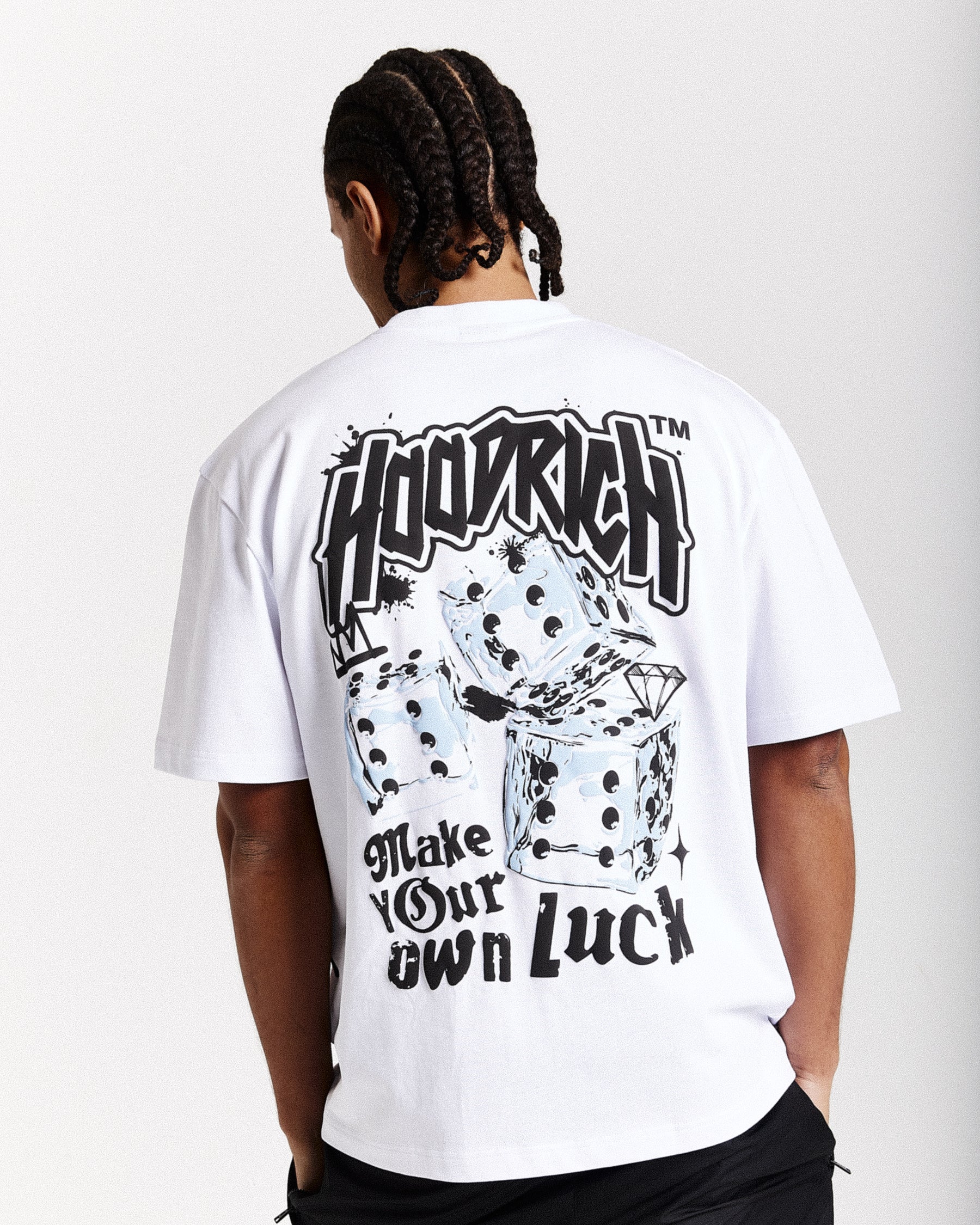 Fortune Oversized T-Shirt - White/Black/Blue