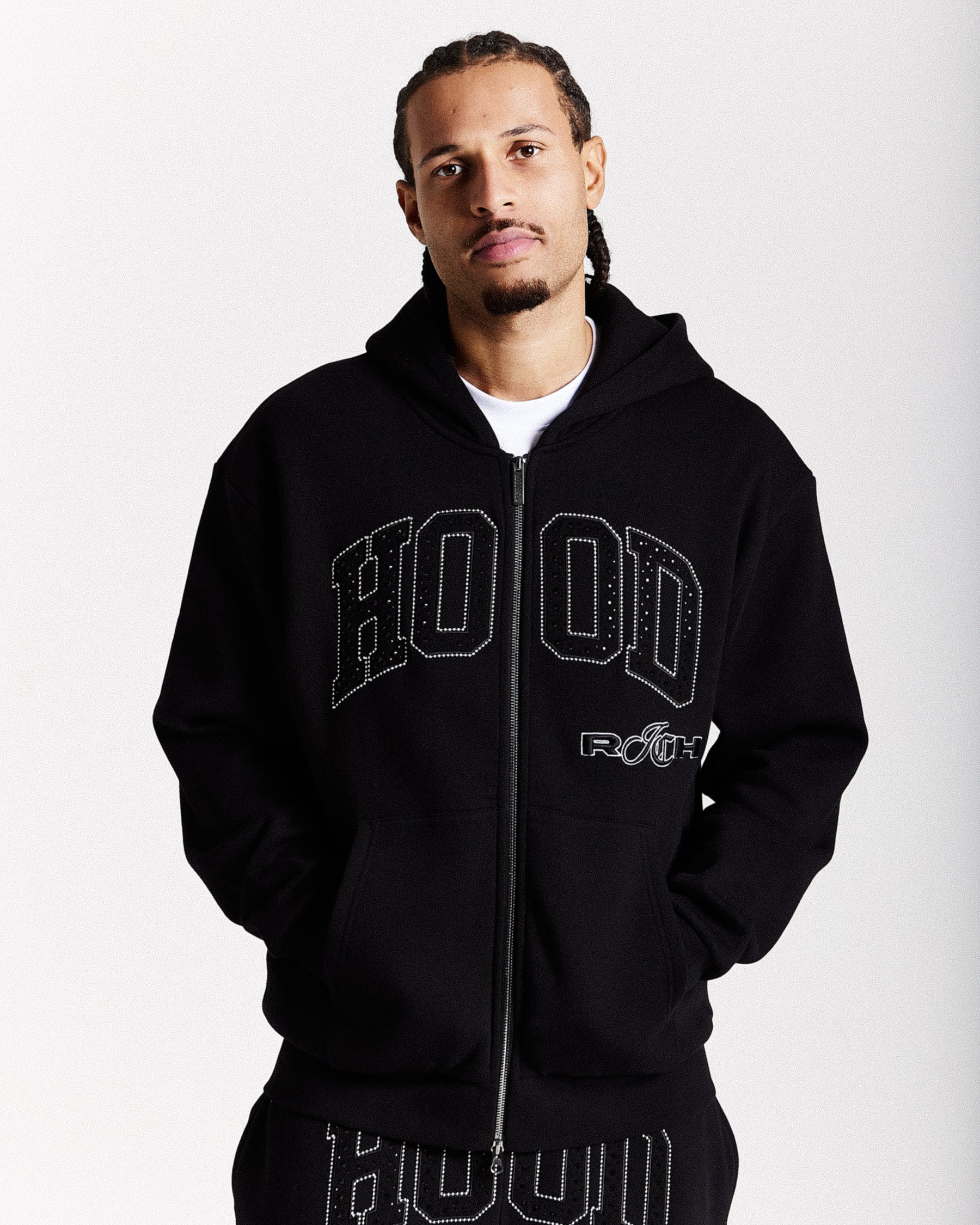 Captain Oversized Zip Hoodie - Black/White