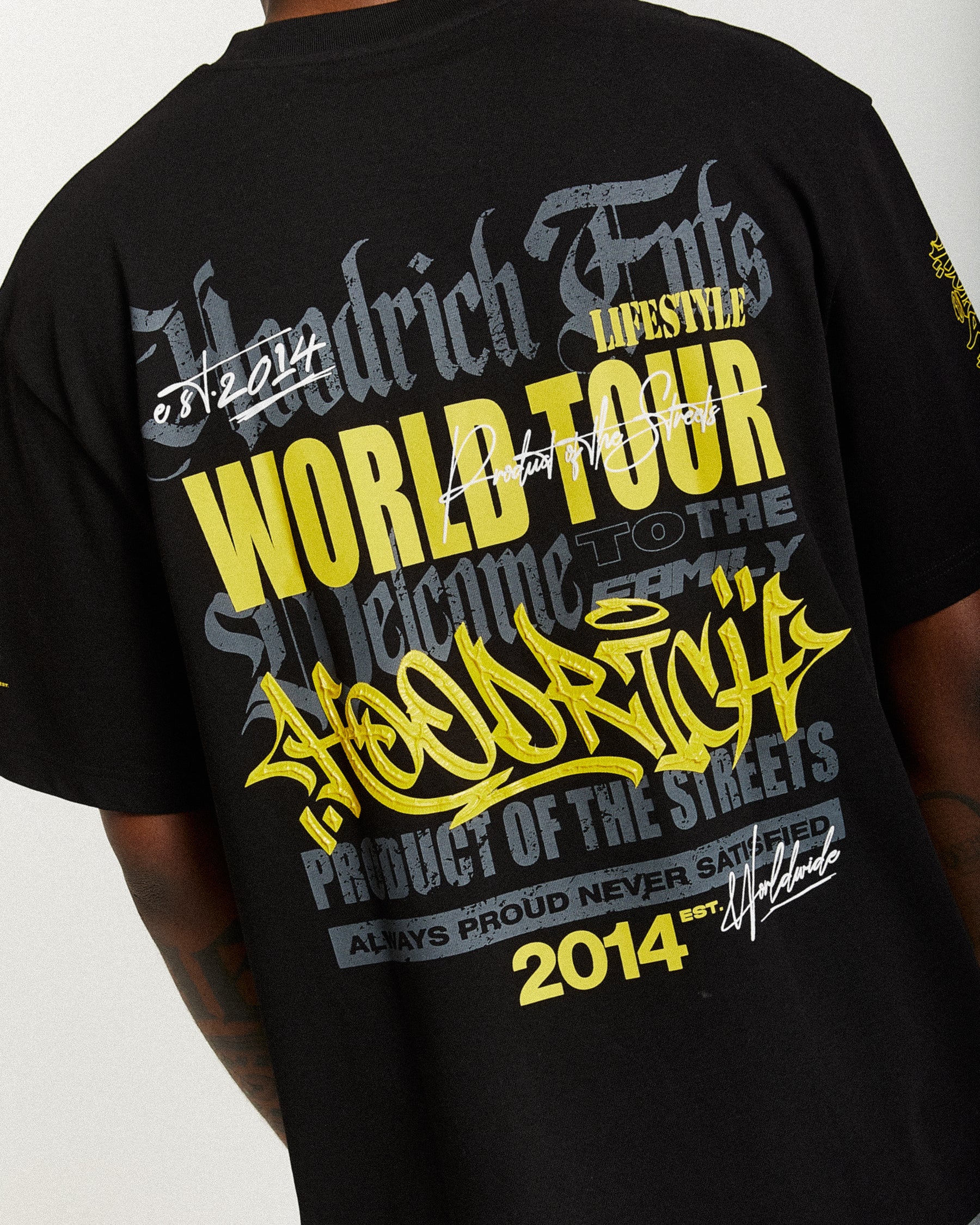 Stamp Tour Oversized T-Shirt - Black/Grey/Yellow