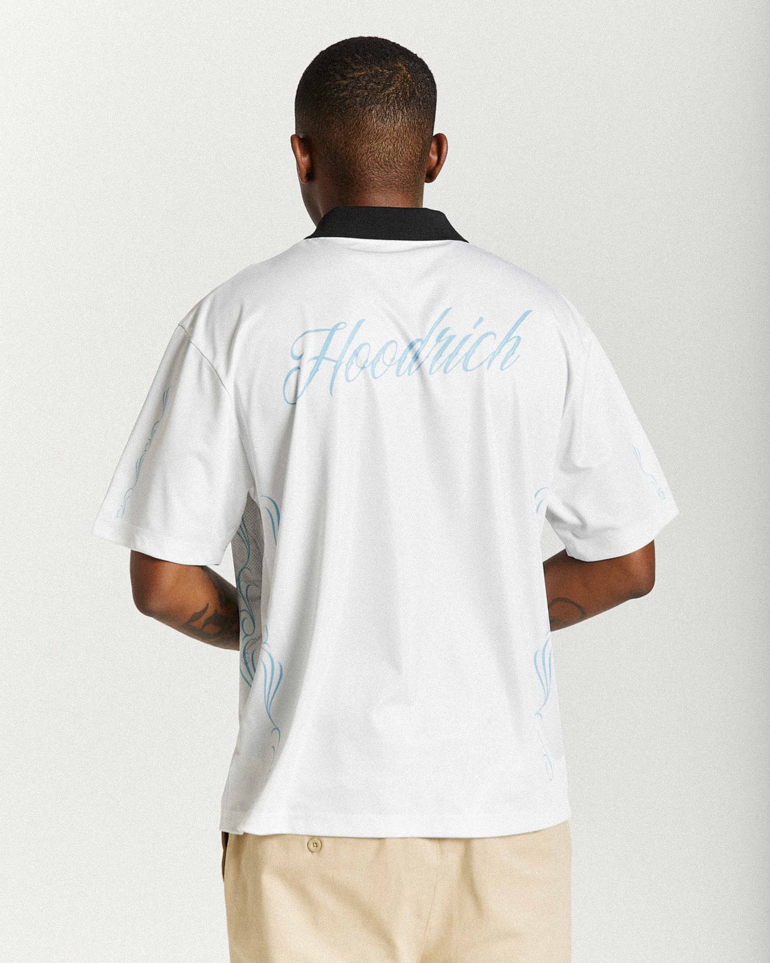 Rito Oversized Football Shirt - Off White/Black/Blue