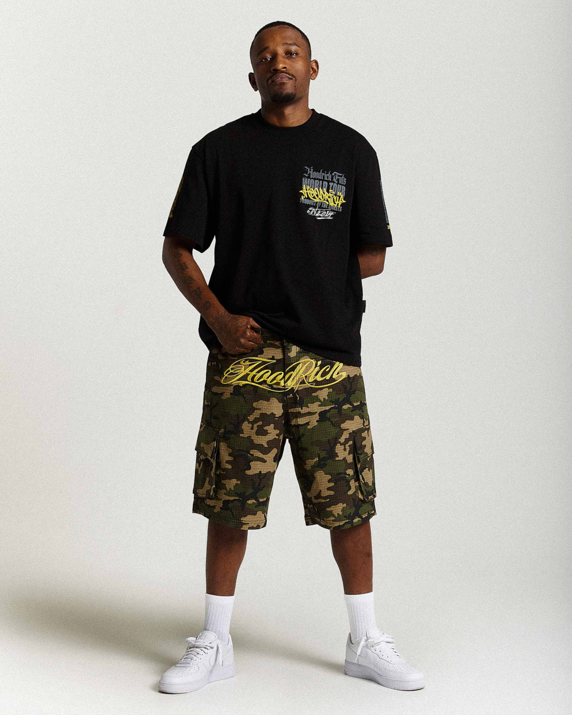 Dustral Cargo Shorts - Camo/Yellow