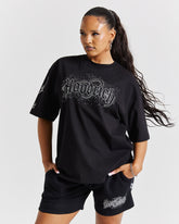 Diffuse Oversized T-Shirt - Black/Rhinestone