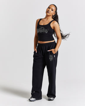 Diffuse Strappy Vest - Black/Rhinestones