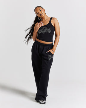 Diffuse Strappy Vest - Black/Rhinestones