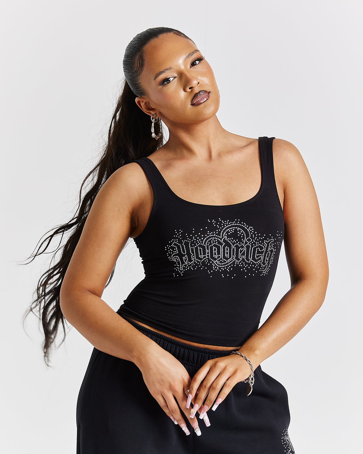 Diffuse Strappy Vest - Black/Rhinestones