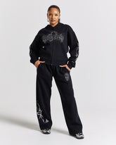 Diffuse Oversized Wide Leg Jogger  - Black/Rhinestones