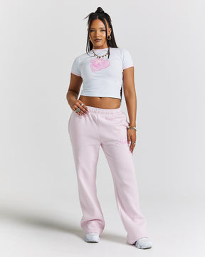 Finesse Fitted Tee - White/Pink/Rhinestone