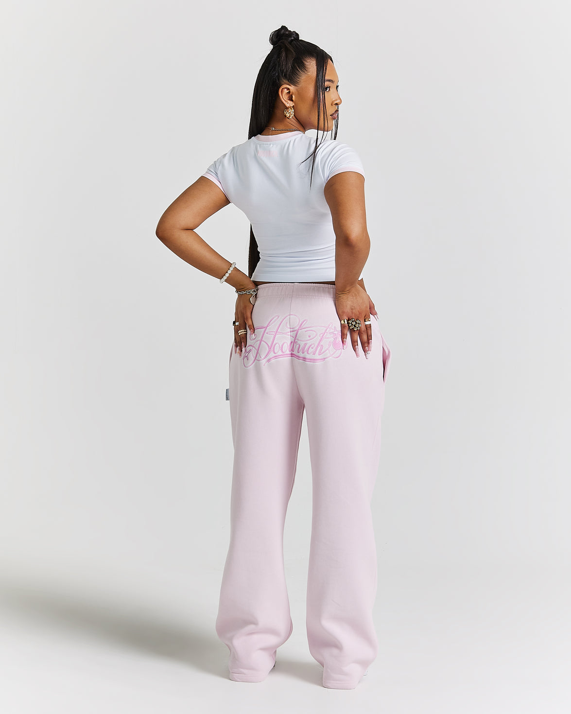 Finesse Wide Leg Jogger - Pinks/Rhinestone