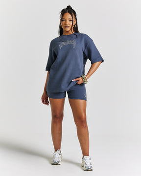 Stellar Waffle Oversized T-Shirt - Blue/White