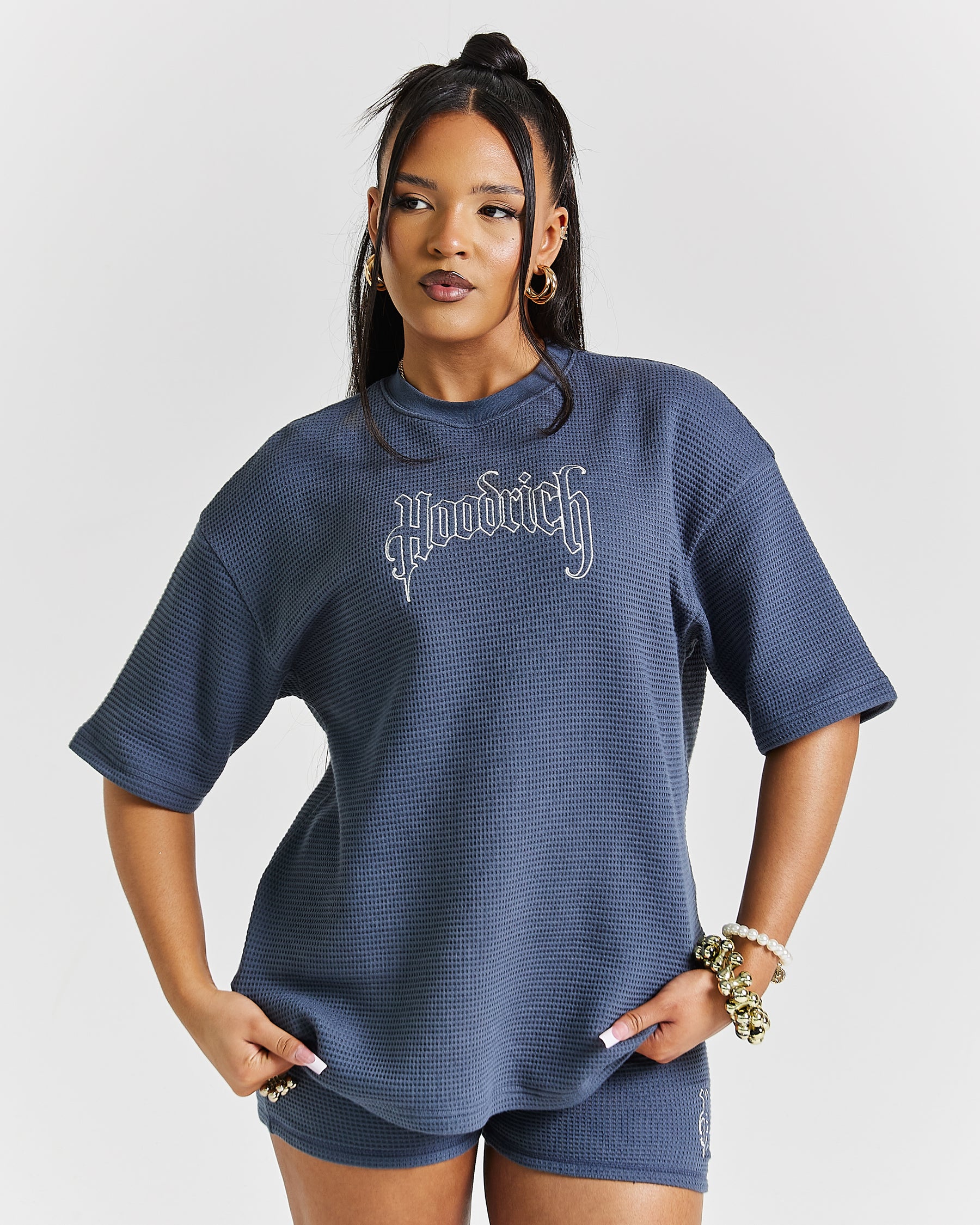 Stellar Waffle Oversized T-Shirt - Blue/White