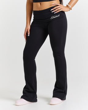 Poise Fold Over Flare Leggings - Black/white