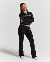 Poise Fold Over Flare Leggings - Black/white