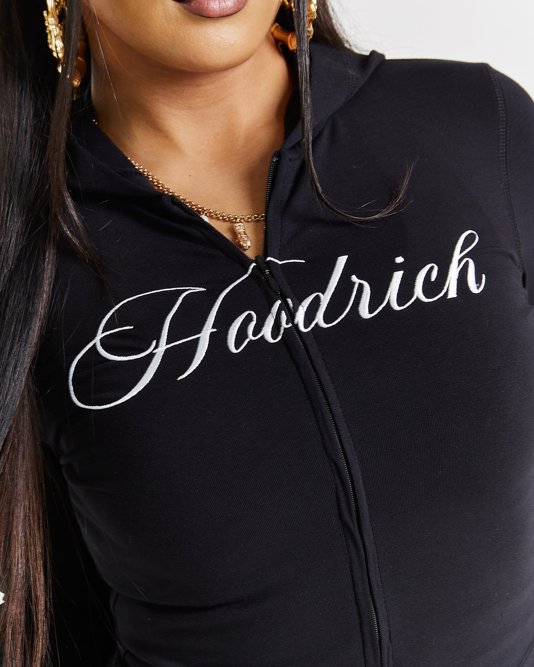 Poise Zip Hoodie - Black/White