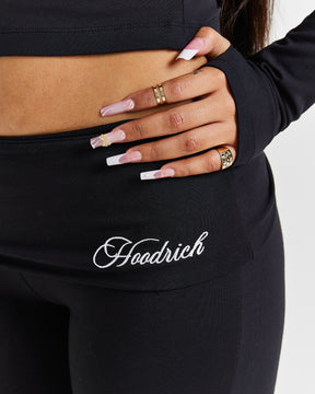 Poise Fold Over Flare Leggings - Black/white